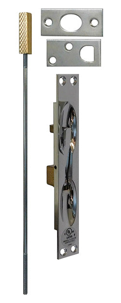 Door Flush Bolt 12" manual, Polished Chrome