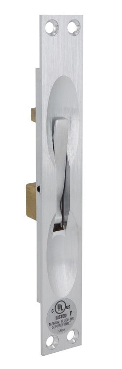 Door Flush Bolt 12" manual, Satin Chrome