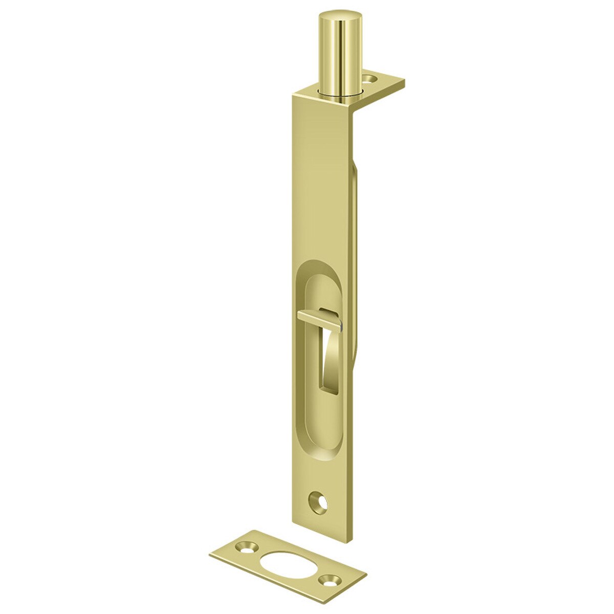 Flush Bolt- 6" Manual Square Corner- Bright Brass US3 605